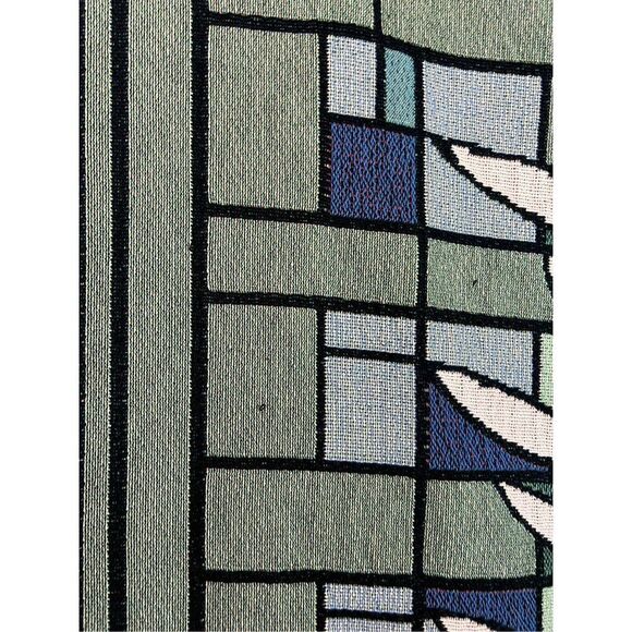 Vintage Stained Glass Architecture Frank Lloyd Wright Waterlilies Tapestry Throw - Picture 8 of 10